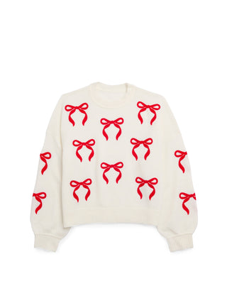 Bow Sweatshirt • Red & Ivory
