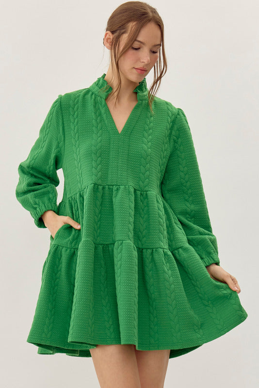 Talk About Love Textured Dress • Green