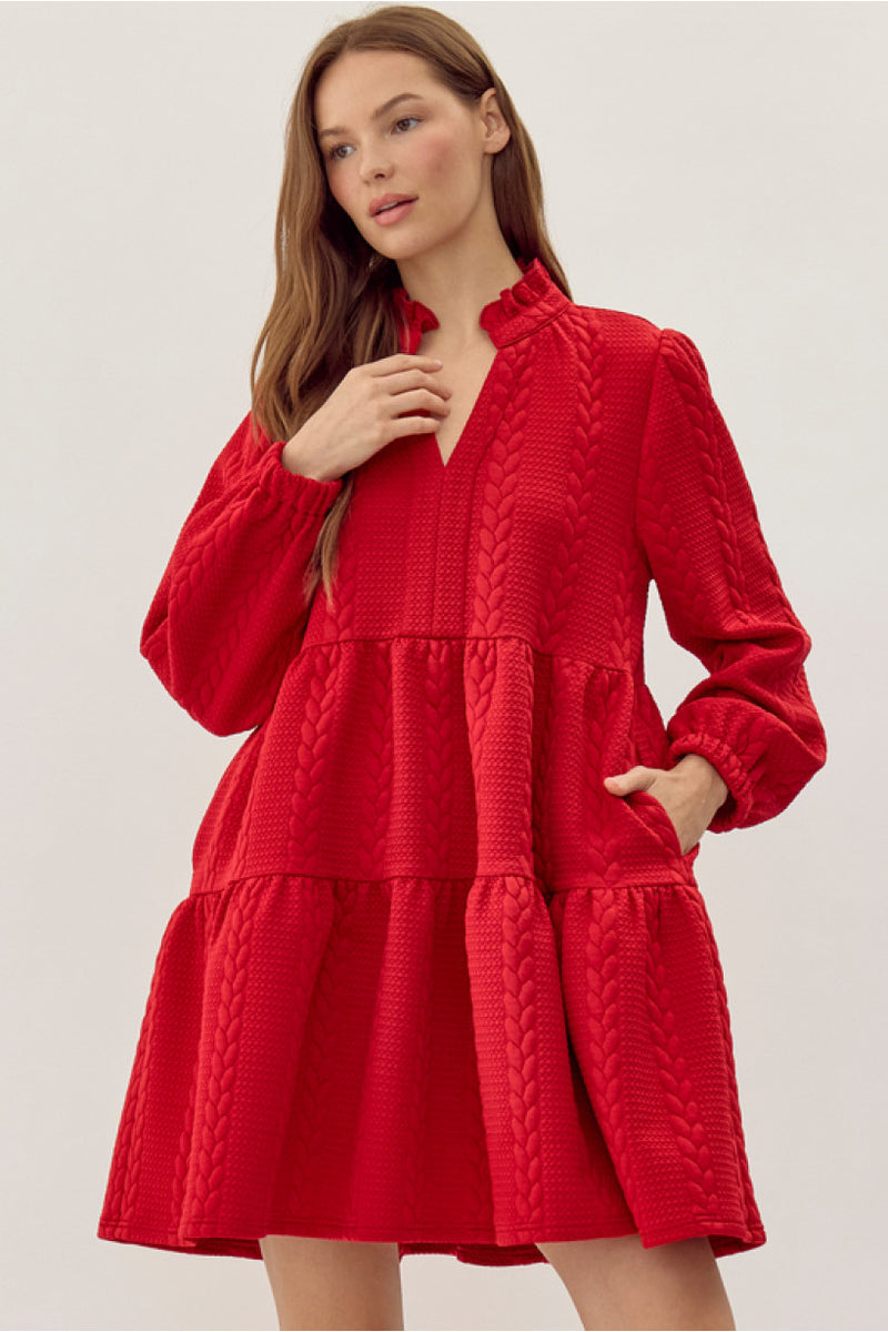 Talk About Love Textured Dress • Red