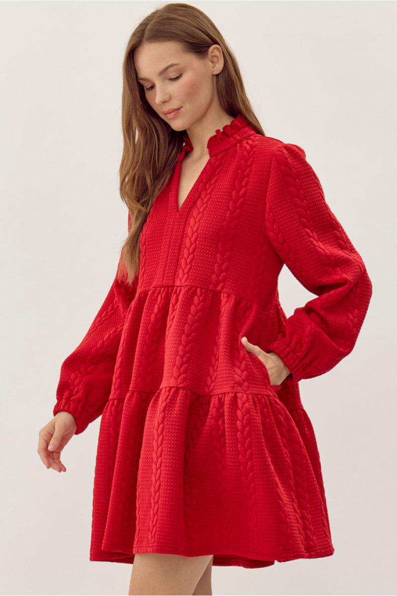 Talk About Love Textured Dress • Red