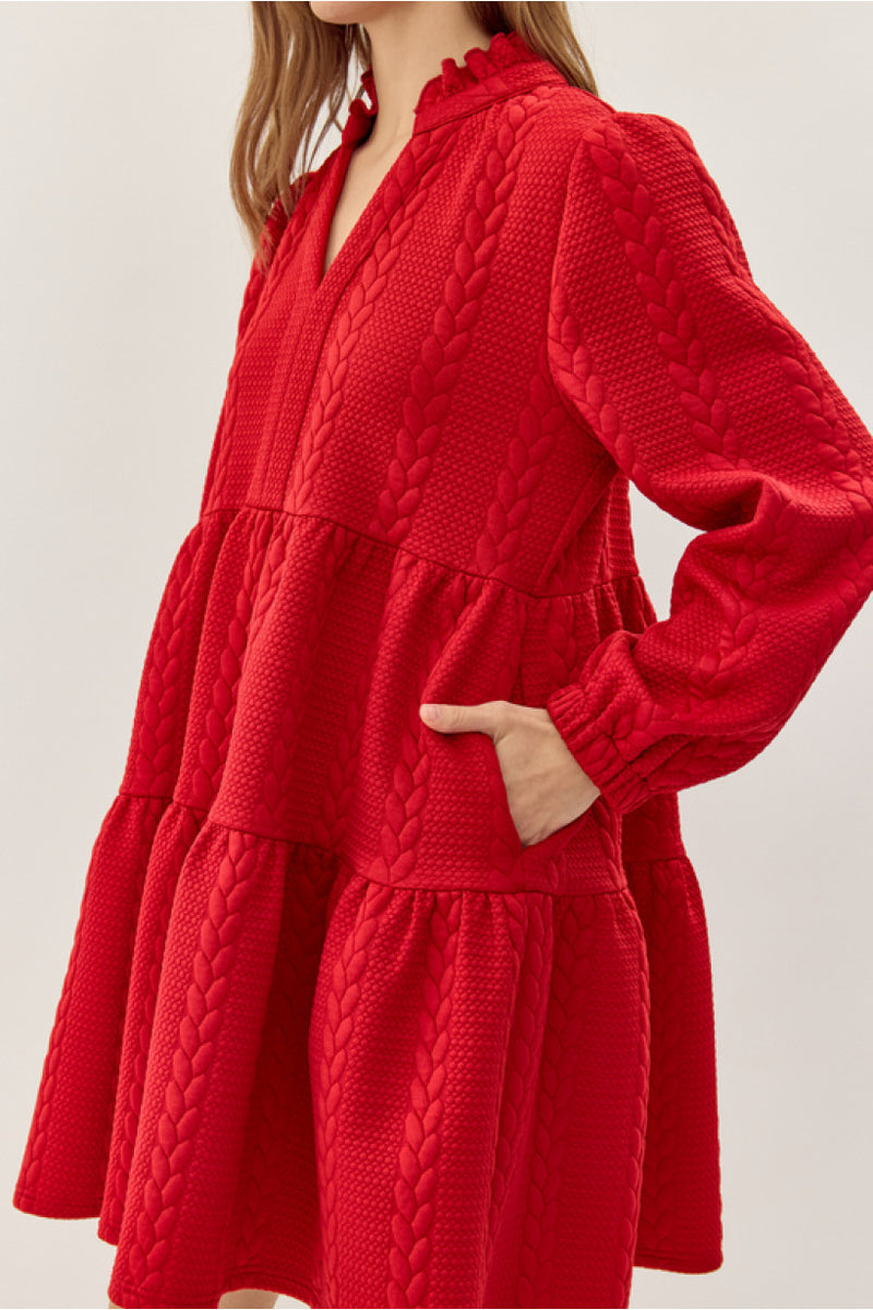 Talk About Love Textured Dress • Red