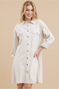 Fireplace Memories Button Down Dress • Cream