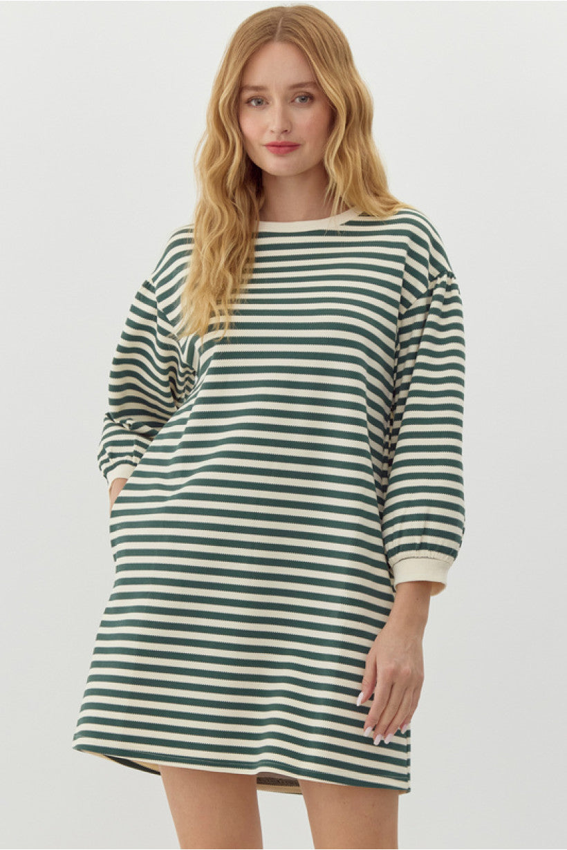 Stripe It My Way Dress • Hunter Green