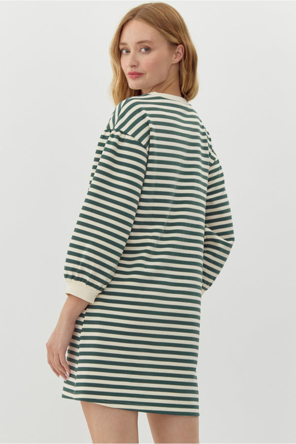 Stripe It My Way Dress • Hunter Green