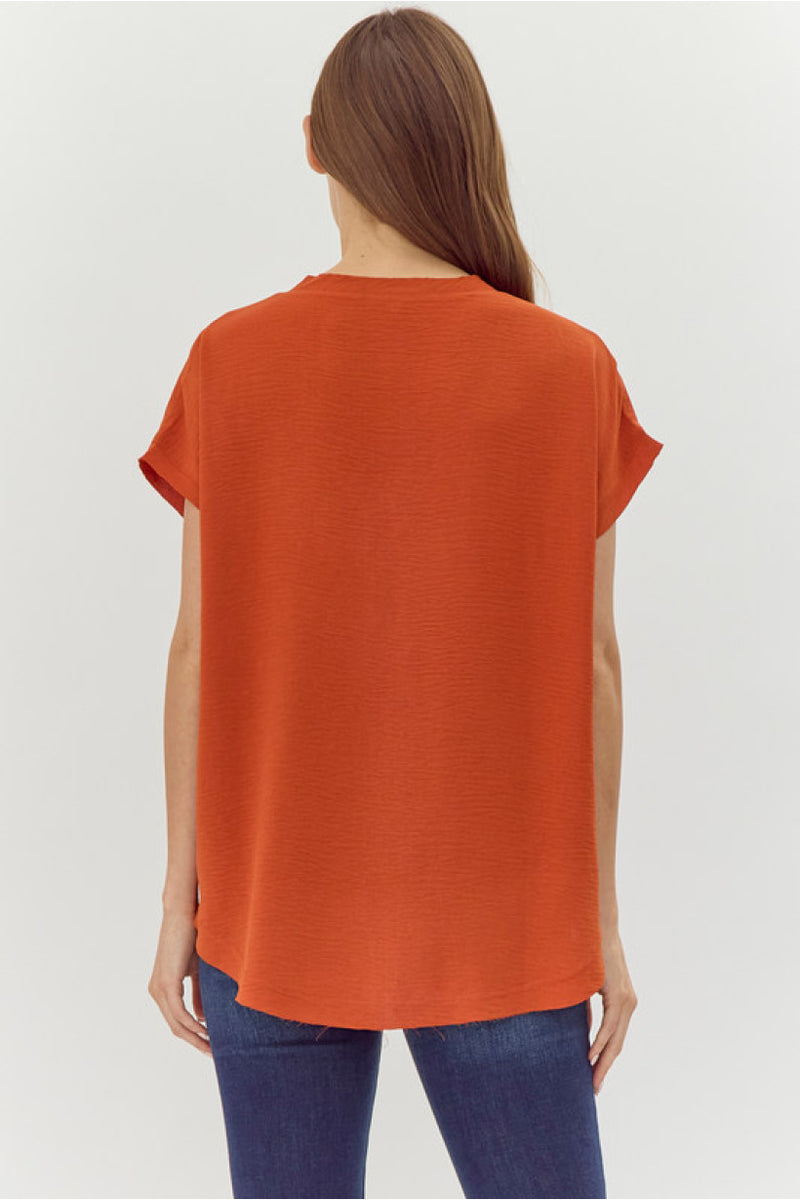 Go With The Flow V Neck Top • Rust