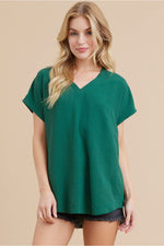 Go With The Flow V Neck Top • Hunter Green