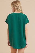 Go With The Flow V Neck Top • Hunter Green