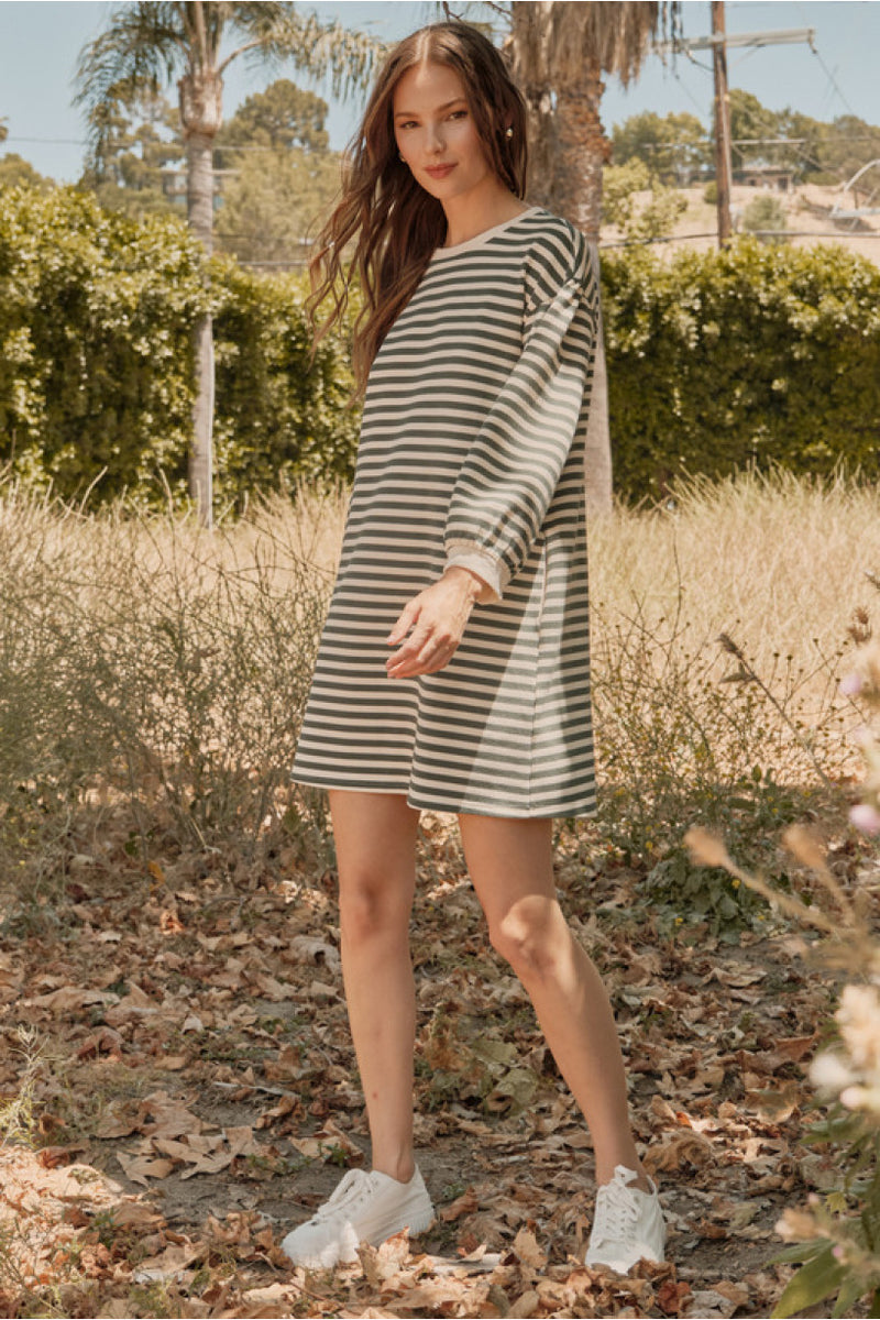 Stripe It My Way Dress • Hunter Green