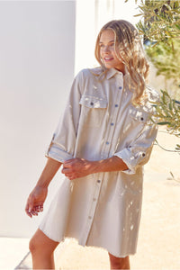 Fireplace Memories Button Down Dress • Cream