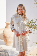 Fireplace Memories Button Down Dress • Cream