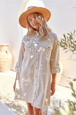 Fireplace Memories Button Down Dress • Cream