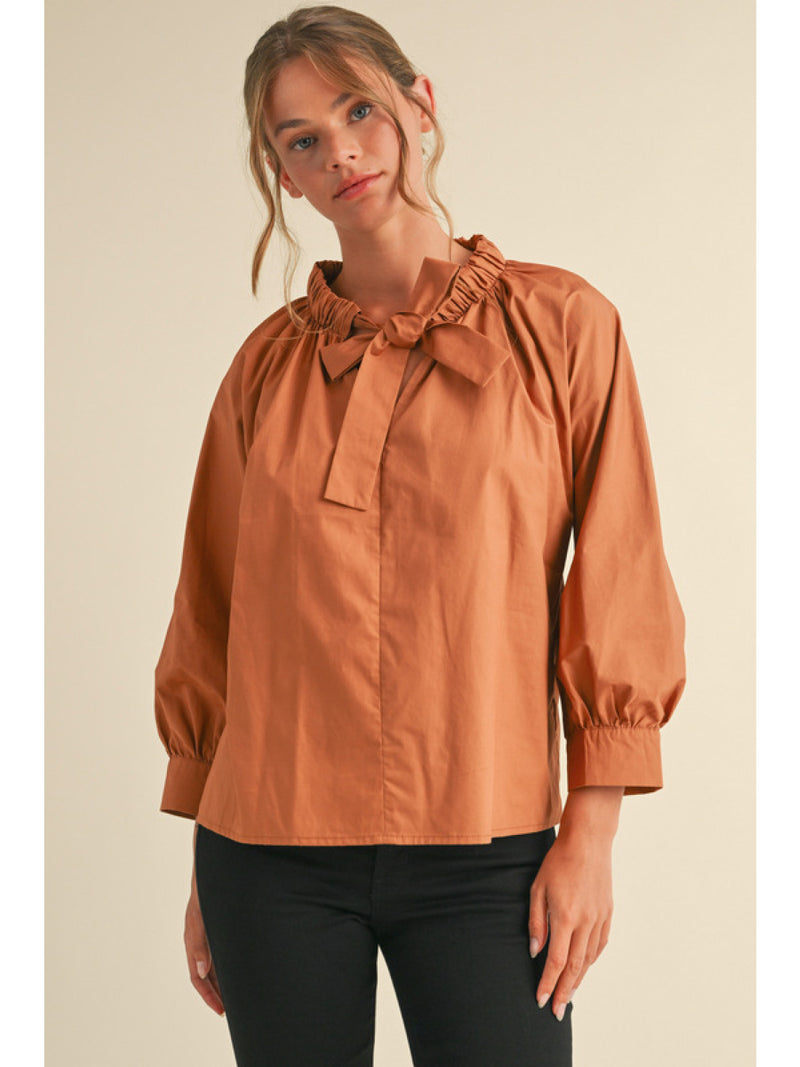 Back To Business Poplin Top • Toffee