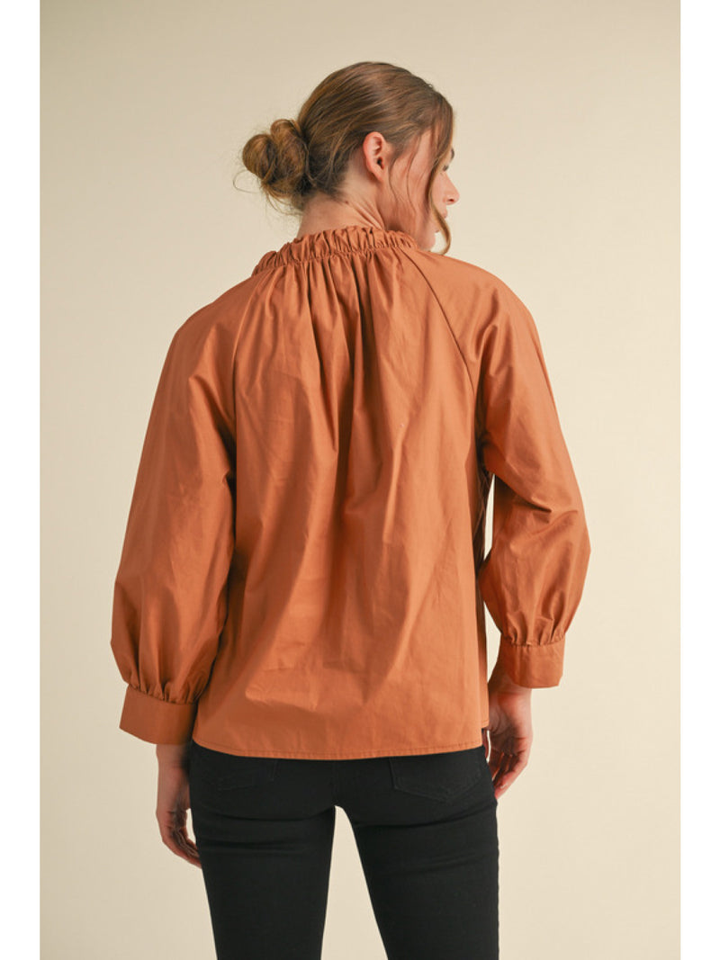 Back To Business Poplin Top • Toffee