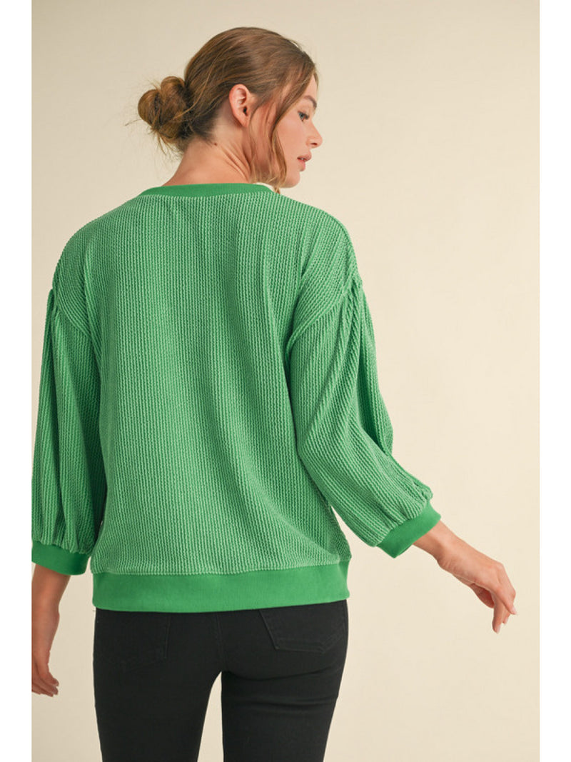 Cozy Chic Ribbed Top • Kelly Green