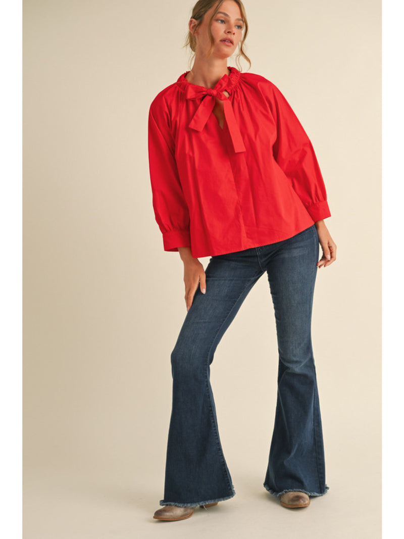 Back To Business Poplin Top • Red