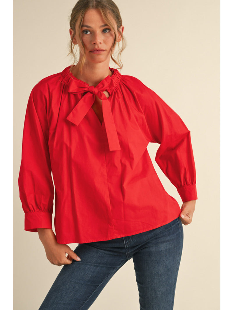 Back To Business Poplin Top • Red