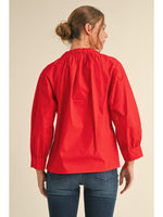 Back To Business Poplin Top • Red