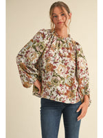 Floral Charms Long Sleeve Top • Olive Floral