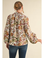 Floral Charms Long Sleeve Top • Olive Floral