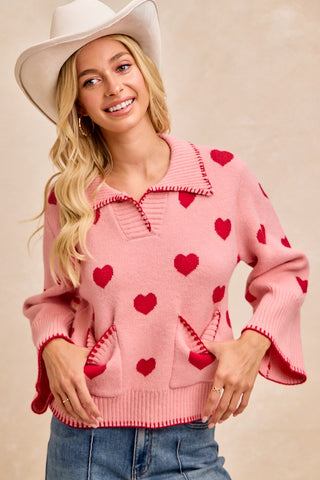Cover Me in Hearts Sweater • Blush