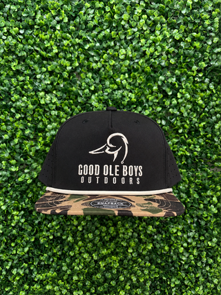 Youth Good Ole Boys 5 Panel Duck Logo Hat • Black & Camo