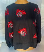 Millie Pom Pom Sweatshirt • Red + Black