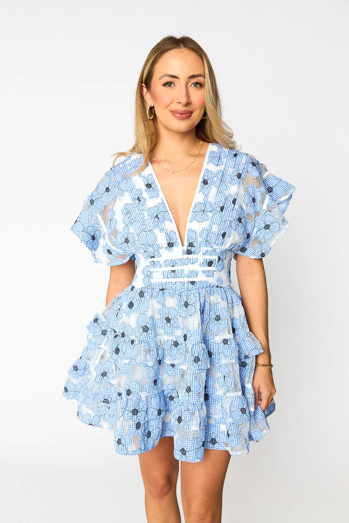 Jacey Tiered Mini Dress • Blue Lagoon