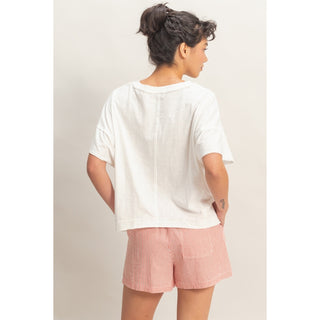 Alaina Oversized V-Neck Top • White
