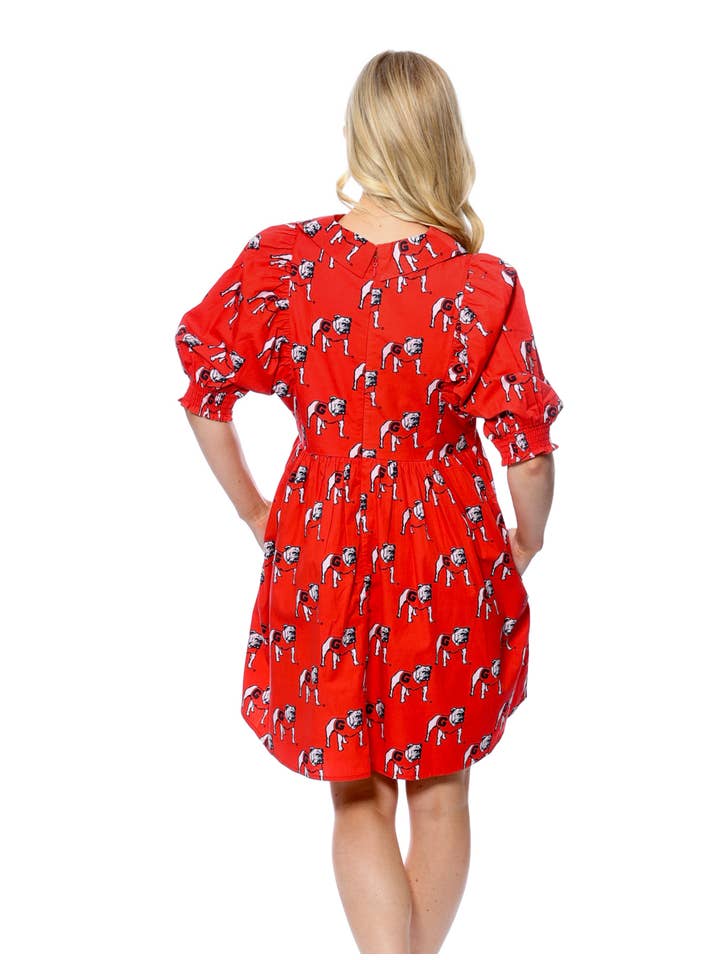 The Bulldogs Poplin Dress • Red