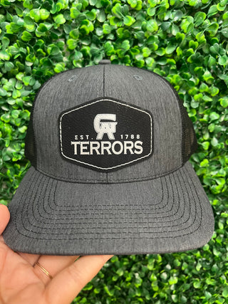 Terrors Leather Patch Hat • Dark Grey + Black