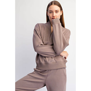 Modal Scuba Luxe V-Neck Top • Mocha
