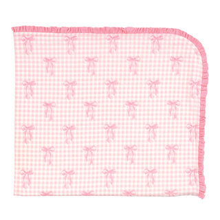 Gingham Bow Arrival Blanket • Pink