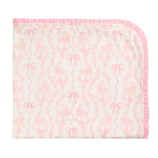 Toile Bow Arrival Blanket • Pink