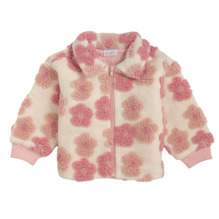 Toddler Floral Sherpa Jacket • Pink