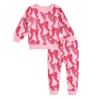 Toddler Bow Print Two-Piece Jogger Set