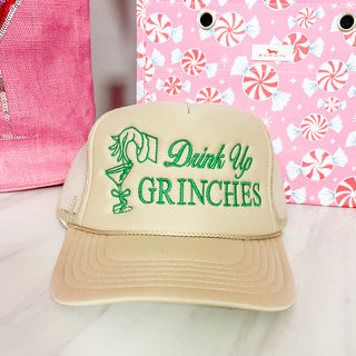Drink Up Grinches Trucker Hat • Tan
