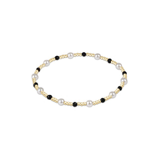 Pearl Sincerity Pattern 4mm Bead Bracelet • Faceted Onyx