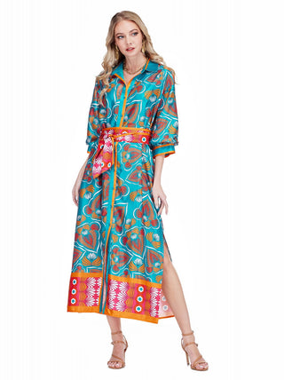 Midi Shirt Dress 51" • Tangerine Tide