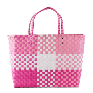 Heather Woven Beach Tote • White & Pink