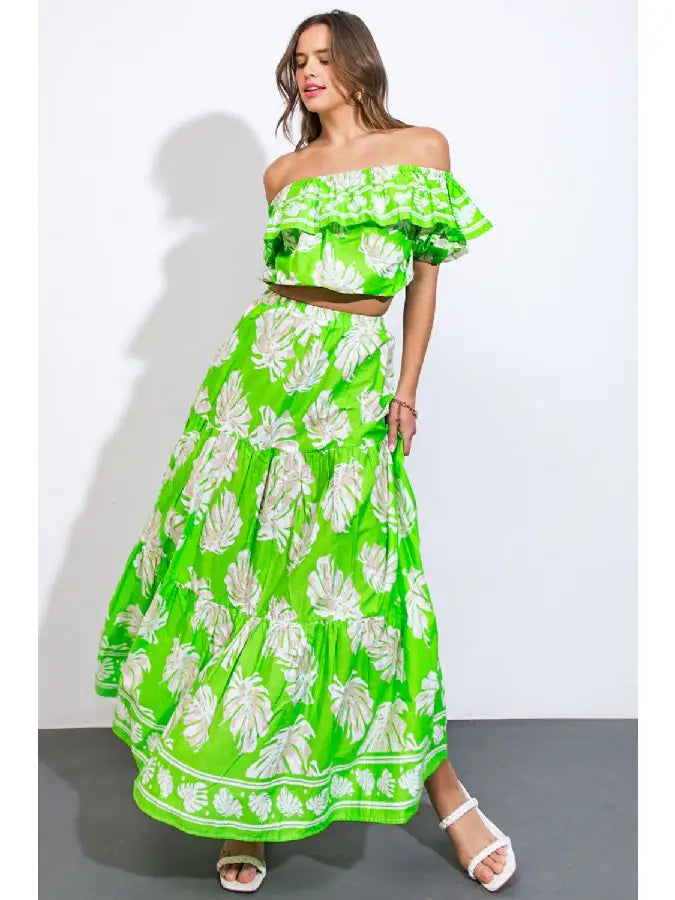Maleah Woven Maxi Skirt • Green