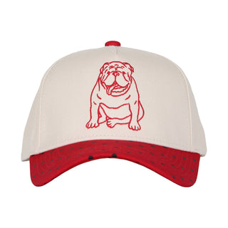 Bulldog Embroidered Hat • Cream & Red