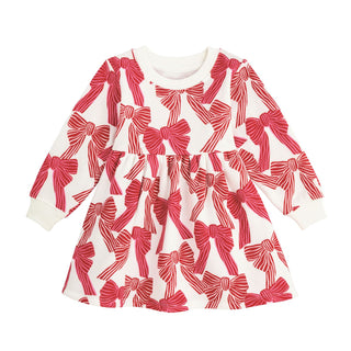 Bow Print Sweatshirt Toddler Dress