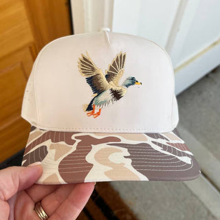 Embroidered Duck Trucker Hat • Camo