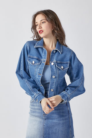 Balloon Sleeve Denim Jacket • Medium Wash
