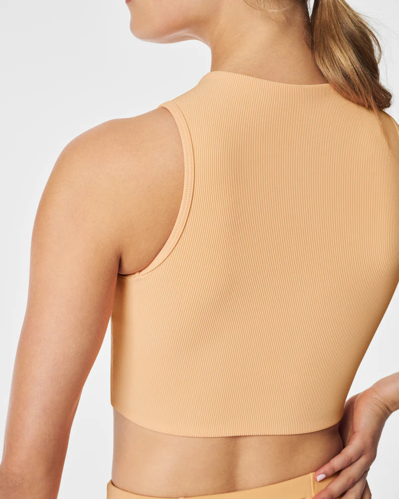 Contour Rib Mock Neck Crop Top • Melon Sorbet