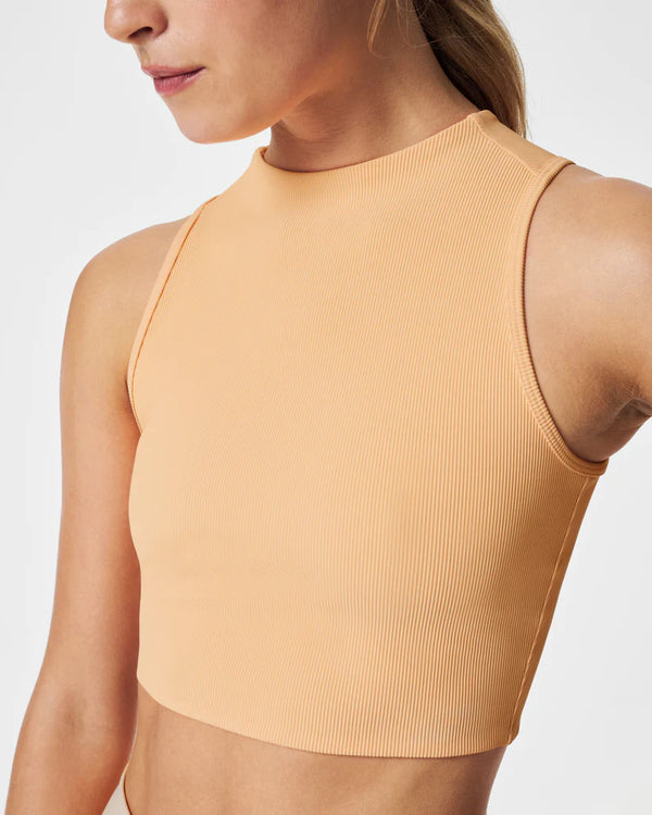 Contour Rib Mock Neck Crop Top • Melon Sorbet