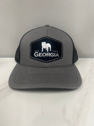 Georgia Bulldogs Leather Patch Hat • Silver + Black