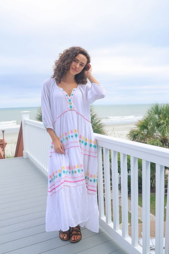 Simply Embroidered Maxi Dress • White