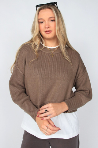 Sumire Crewneck Pullover Sweater • Deep Taupe