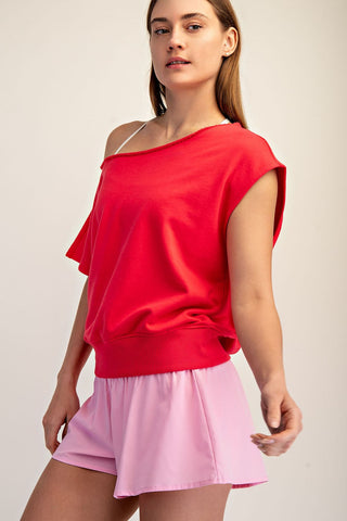 Raven French Terry Off Shoulder Top